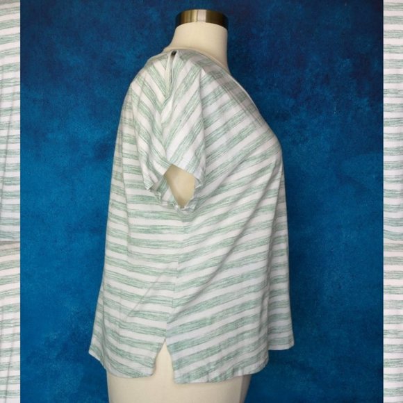 Avenue Split Sleeve Striped Green Tee Size 22/24 FINAL PRICE - Picture 6 of 8